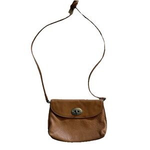Fossil Crossbody Bag Womens Medium Brown Pebbled Leather